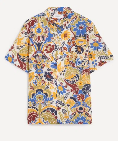 Liberty Mens Cuban Collar Tana Lawn Cotton Shirt In Flamboyance In Multi