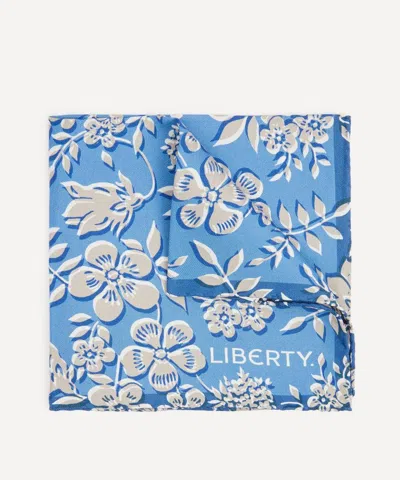 Liberty Mens Edenham Haze Silk Pocket Square In Blue