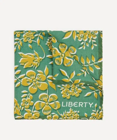 Liberty Mens Edenham Haze Silk Pocket Square In Green