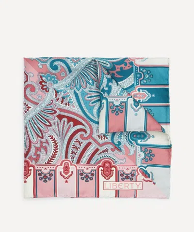 Liberty Mens Harlequin Paisley Silk Pocket Square In Pink