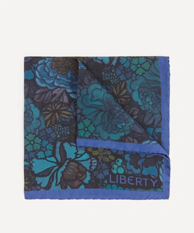 Liberty Mens Heritage Garden Silk Pocket Square In Blue