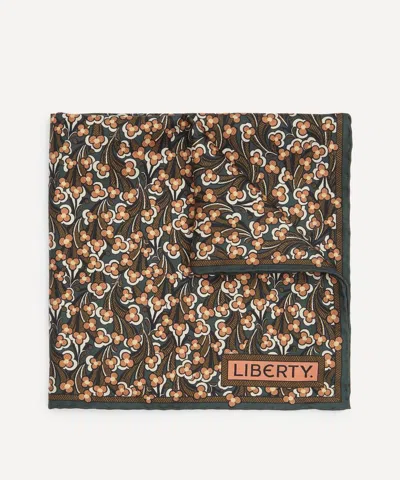 Liberty Mens Laith Silk Pocket Square In Brown