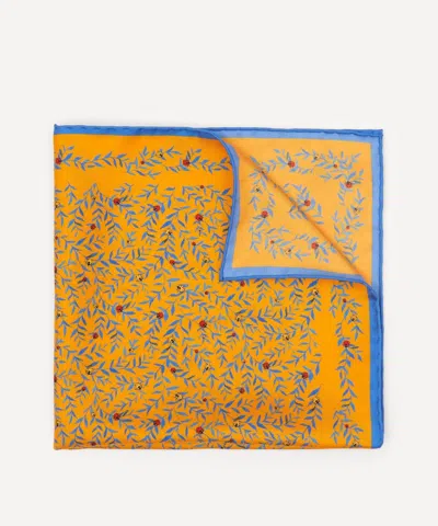 Liberty Leafy Ladybirds Printed Silk Pocket Square In Orange