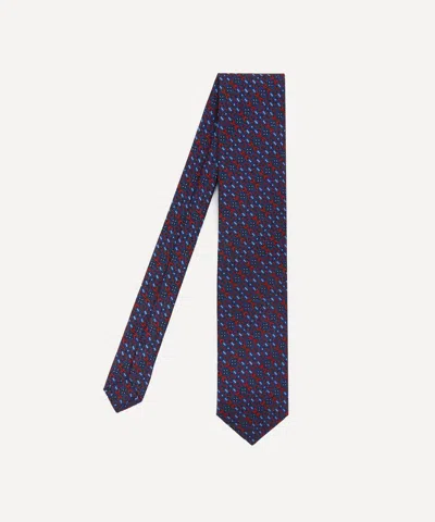 Liberty Mens Overton Silk Tie In Blue