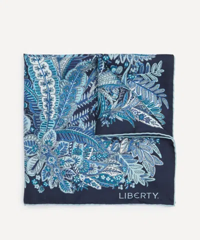 Liberty Mens Persian Verdure Silk Pocket Square In Blue