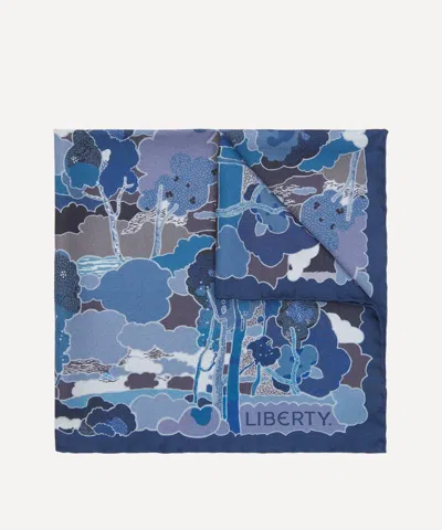 Liberty Mens Prospect Road Silk Pocket Square In Blue