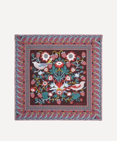 Liberty Mens Strawberry Thief Silk Pocket Square In Red