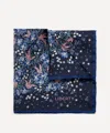 Liberty Swirling Petals Printed Silk Pocket Square In Navy