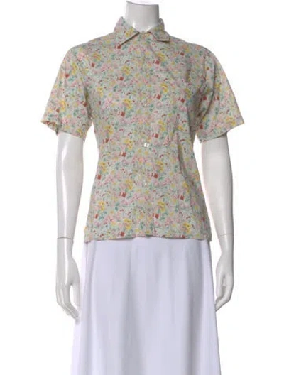 Pre-owned Liberty Of London Floral Print Short Sleeve Blouse In Multi