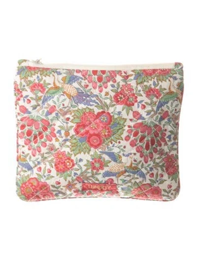 Pre-owned Liberty Of London Quilted Floral Print Cosmetic Bag  W/tags In Neutral
