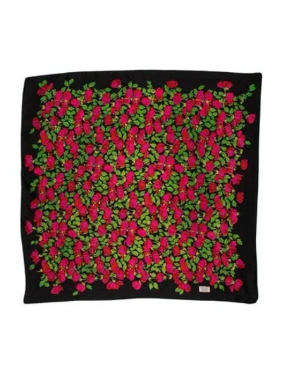 Pre-owned Liberty Of London Silk Floral Print Scarf In Black