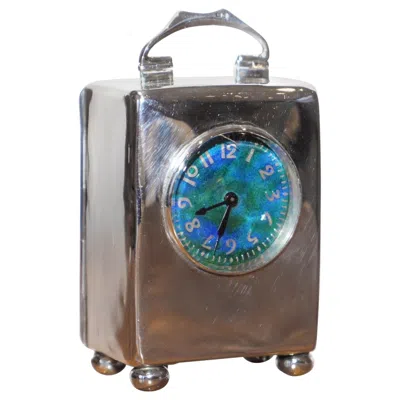 Pre-owned Liberty Of London Sterling Silver Enamel Liberty's 1911 Archibald Knox Miniature Carriage Clock