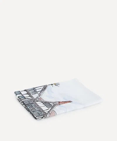 Liberty Old  Building Tea Towel In White