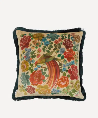 Liberty Paradise Shawl Velvet Fringed Cushion In Multi