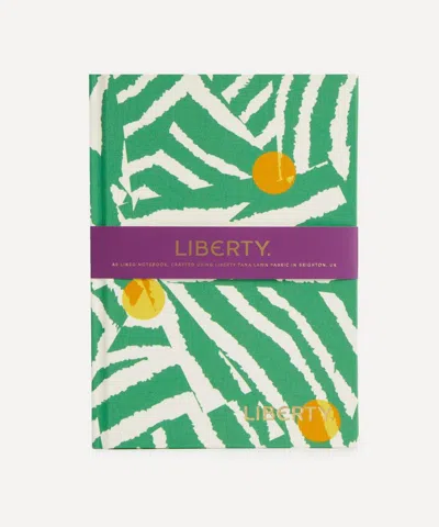 Liberty Patchwork Zebra  Morocco Silk A5 Lined Notebook In Green