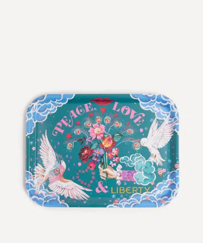 Liberty Peace Love And  Tray In Green