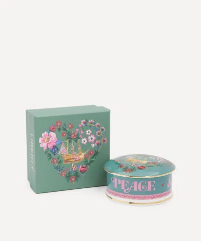 Liberty Peace Love And  Trinket Box In Teal