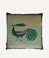 Liberty Peacock Square Velvet Cushion