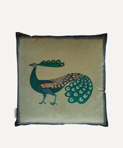 Liberty Peacock Square Velvet Cushion