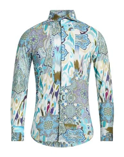 Liberty Rose Man Shirt Azure Size 15 ¾ Cotton In Blue
