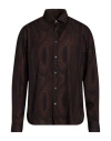 Liberty Rose Man Shirt Dark Brown Size 17 Viscose, Polyester, Silk, Elastane In Brown
