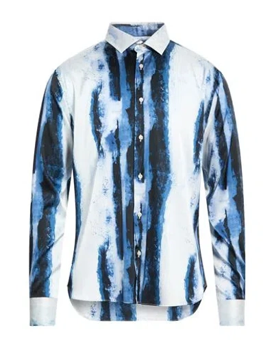 Liberty Rose Man Shirt Slate Blue Size 16 Viscose, Polyester, Silk, Elastane