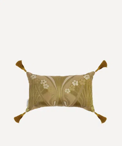 Liberty Royal Ianthe Velvet Tasselled Cushion In Green