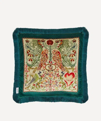 Liberty Stolen Hearts Velvet Fringed Cushion In Multi