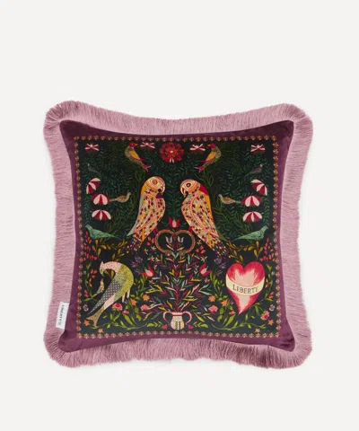 Liberty Stolen Hearts Velvet Fringed Cushion In Multi