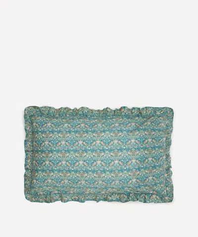 Liberty Strawberry Thief Ruffled Standard Pillowcase In Green