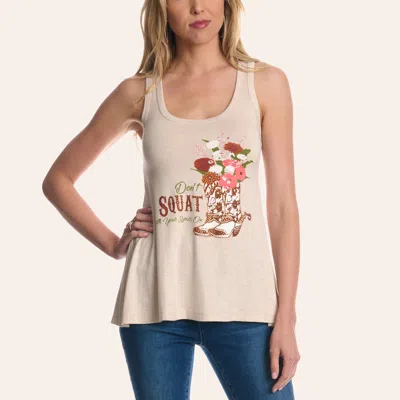 Liberty Wear Women's Heather Cream Don't Squat Graphic Tank Top In Neutral