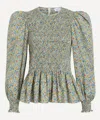 Liberty Women's Ava Tana Lawn Smock Blouse In Green