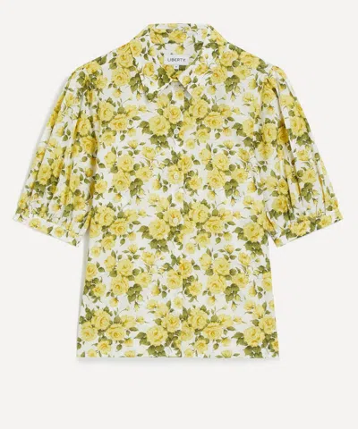 Liberty Women's Carline Rose Puff Sleeve Shirt In Yellow