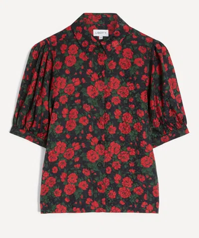 Liberty Women's Carline Rose Silk Puff-sleeve Shirt In Red