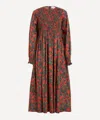 Liberty Women's Clementina Daisy Smock Dress In Tana Lawn In Red