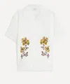Liberty Women's Cuban Collar Hemp Shirt With Embroidery In White