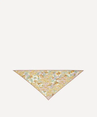 Liberty Women's Dandy Patchwork Triangle 100x140 Silk Scarf In Brown