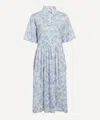 Liberty Women's Delft Lagoon Tana Lawn Cotton Gallery Shirt Dress