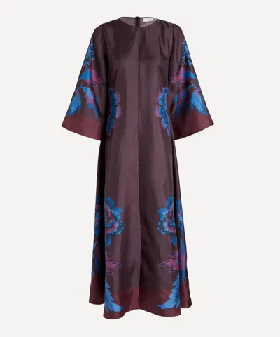 Liberty Women's Lena Belle Silk Nouvelle Maxi Dress| Size 4-6 In Brown