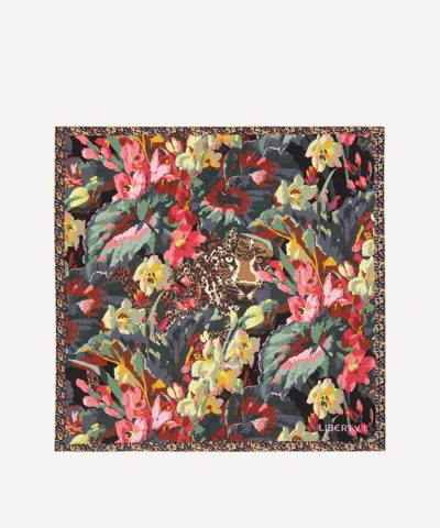Liberty Women's Leopard Jungle Silk Scarf 45 In Black