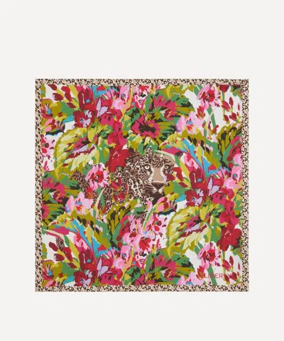 Liberty Women's Leopard Jungle Silk Scarf 45 In White