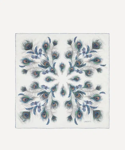 Liberty Women's Peacock Manor Plume Silk Scarf 90 In White