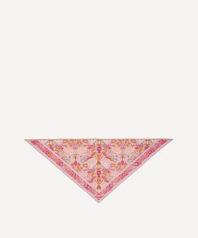 Liberty Women's Peacock Promenade Triangle 100x140 Silk Scarf In Pink