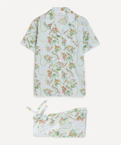 Liberty Women's Ribbon Cascade Tana Lawn Cotton Short Pyjama Set In Blue