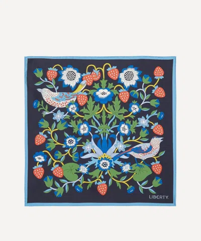 Liberty Women's Strawberry Thief Garden Silk Scarf 45 In Blue