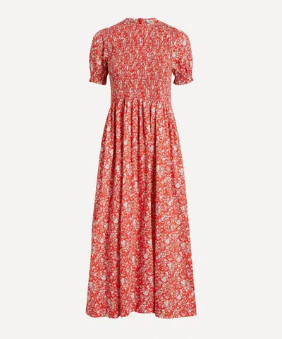 Liberty Women's Summer Blooms Short-sleeve Smock Dress In Red