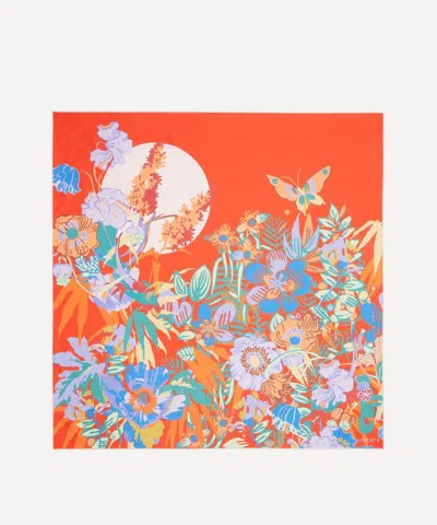 Liberty Women's Sunset Flowers Silk Scarf 90 In Orange