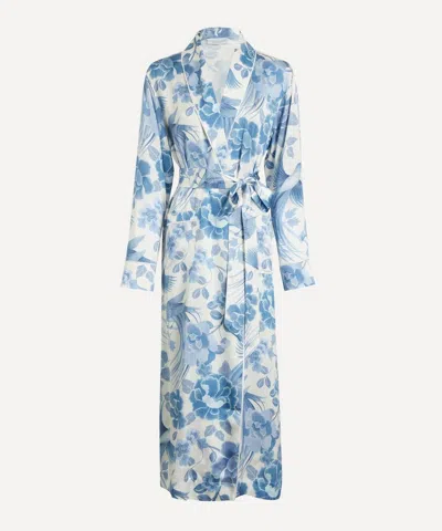 Liberty Women's Tropical Shawl Silk-satin Robe In Blue