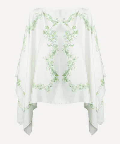 Liberty Women's Tropical Toile 130x130 Silk Kaftan In White