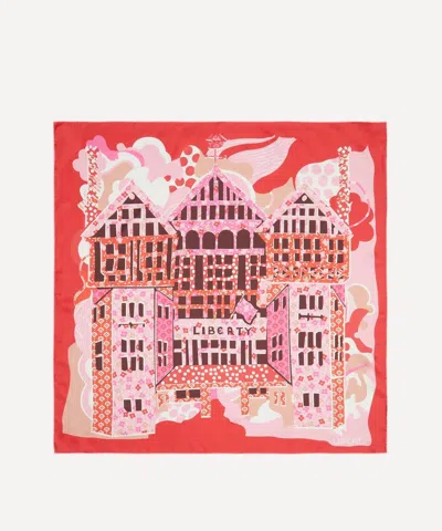 Liberty Women's Tudor Patchwork 90x90 Silk Scarf In Red